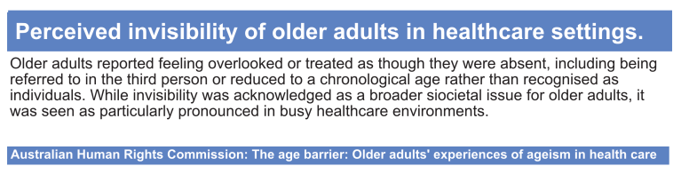 Australian Human Rights Commission - The age barrier: older adults’ experiences of ageism in health care