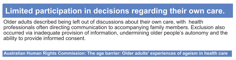 Australian Human Rights Commission - The age barrier: older adults’ experiences of ageism in health care
