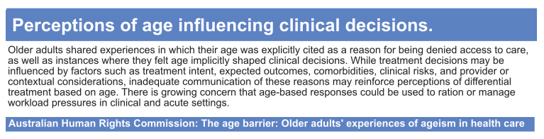 Australian Human Rights Commission - The age barrier: older adults’ experiences of ageism in health care