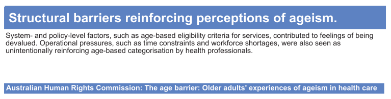 Australian Human Rights Commission - The age barrier: older adults’ experiences of ageism in health care