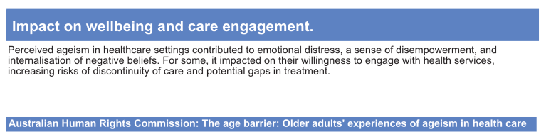 Australian Human Rights Commission - The age barrier: older adults’ experiences of ageism in health care