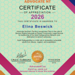 AdvocateNT Community Award – Elina Beswick