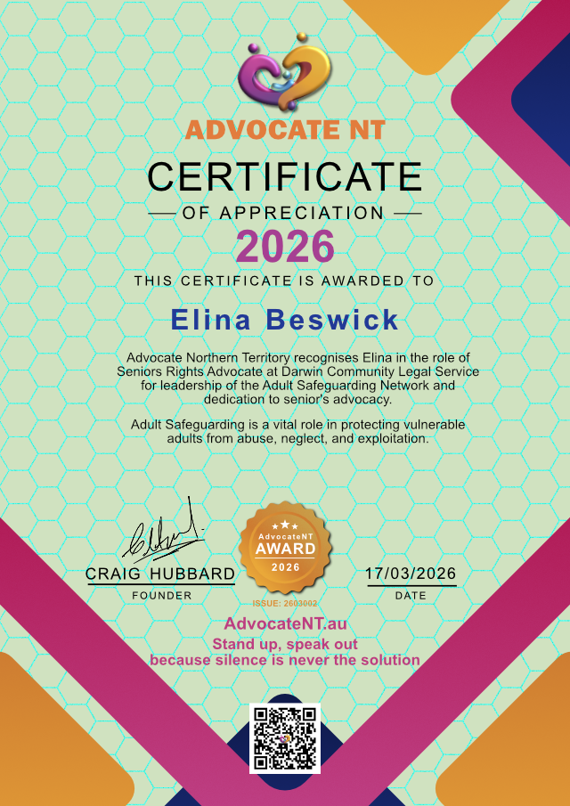 AdvocateNT Community Award – Elina Beswick